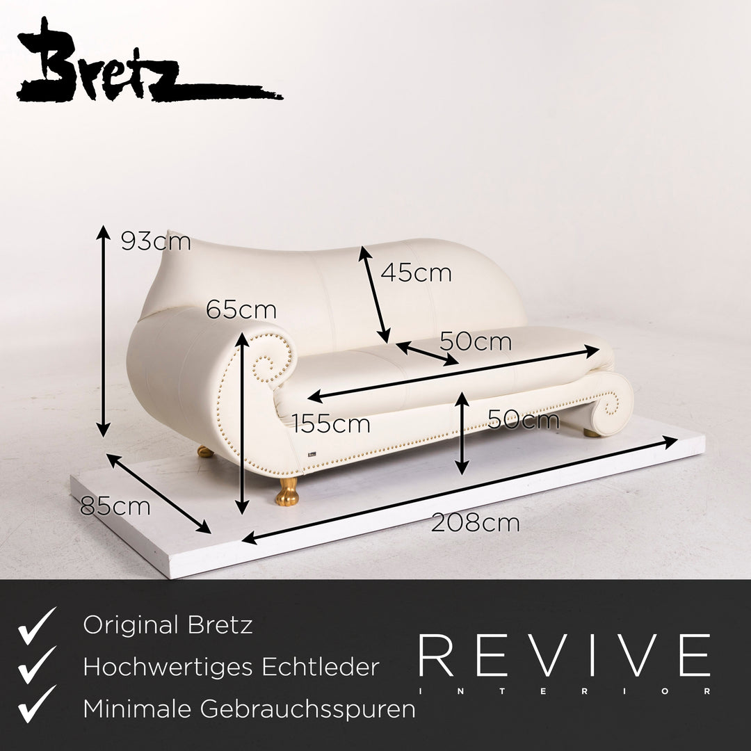 Bretz Gaudi Leder Sofa Creme Dreisitzer Couch #12296