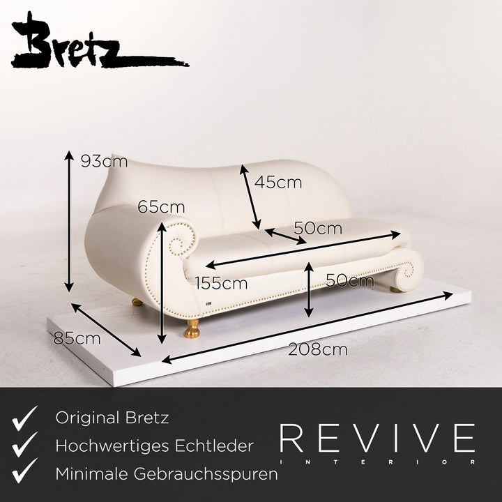 Bretz Gaudi Leder Sofa Creme Dreisitzer Couch #12296