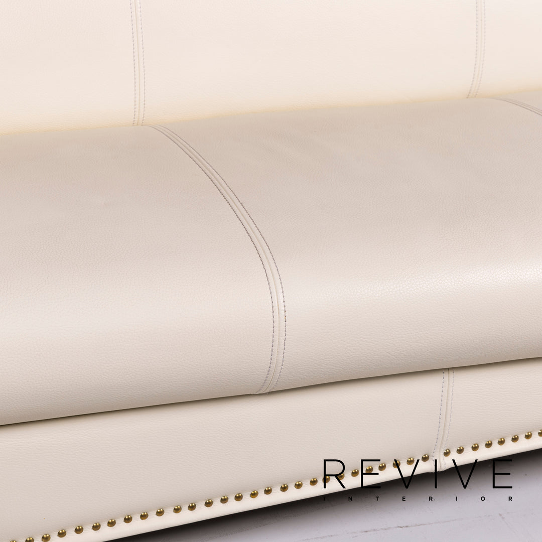 Bretz Gaudi Leder Sofa Creme Dreisitzer Couch #12296
