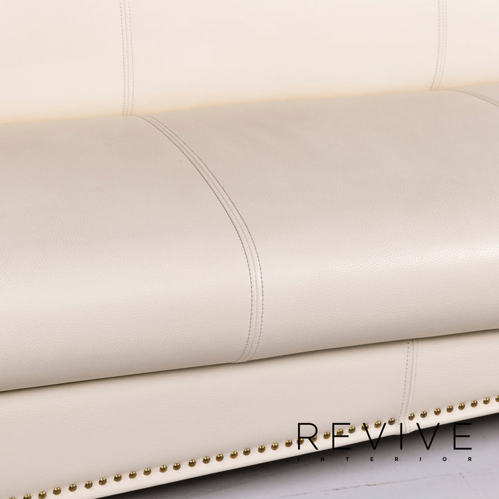 Bretz Gaudi Leder Sofa Creme Dreisitzer Couch #12296