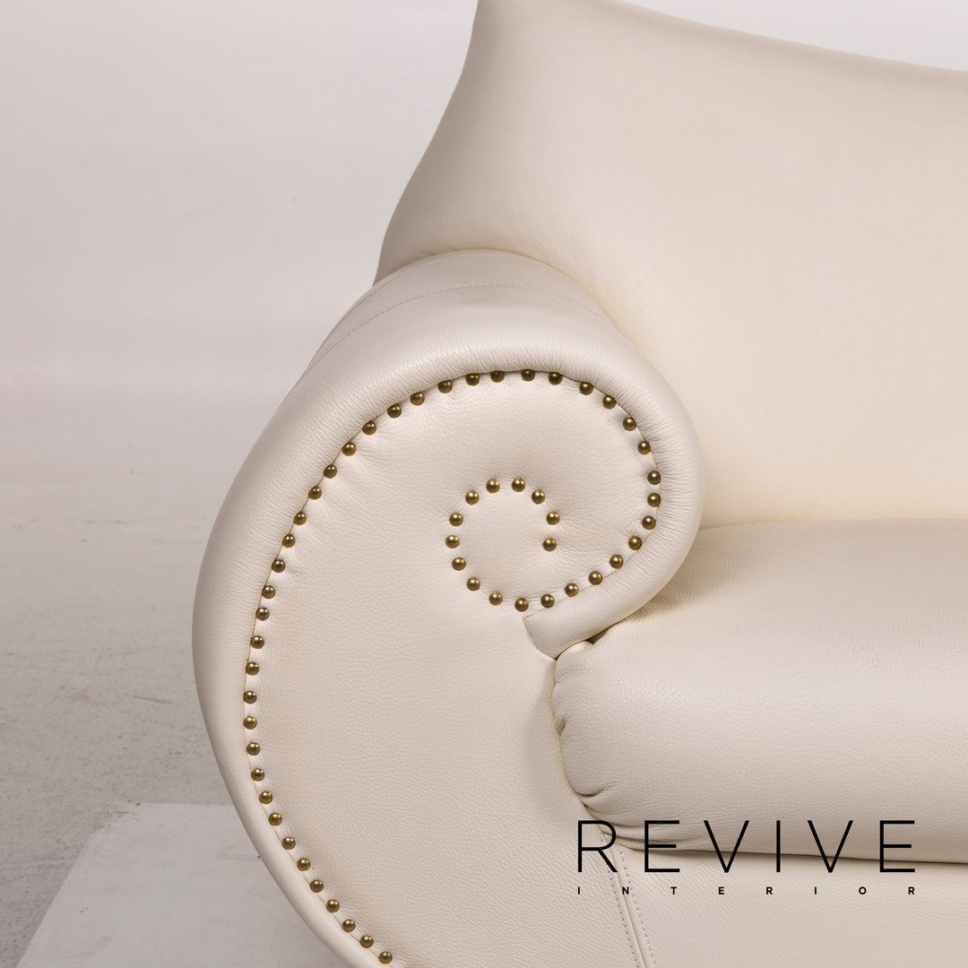 Bretz Gaudi Leder Sofa Creme Dreisitzer Couch #12296