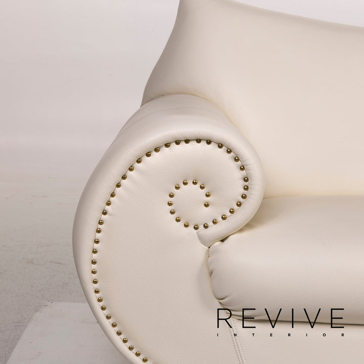 Bretz Gaudi Leder Sofa Creme Dreisitzer Couch #12296