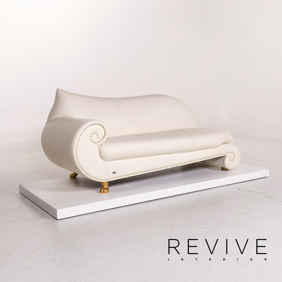Bretz Gaudi Leder Sofa Creme Dreisitzer Couch #12296