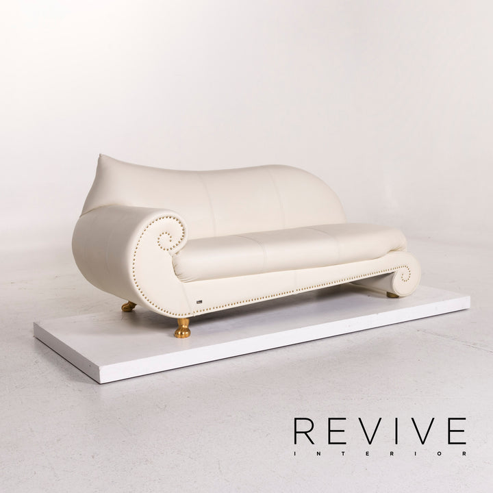 Bretz Gaudi Leder Sofa Creme Dreisitzer Couch #12296