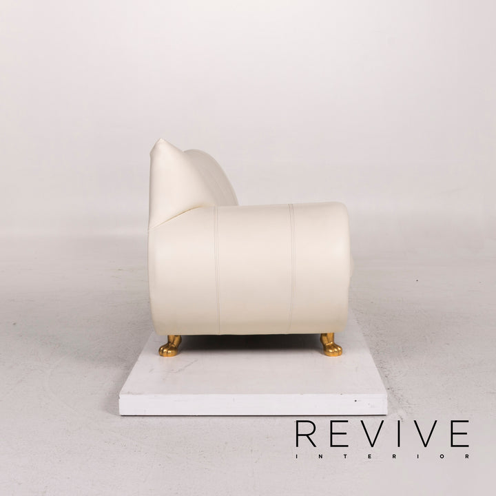 Bretz Gaudi Leder Sofa Creme Dreisitzer Couch #12296