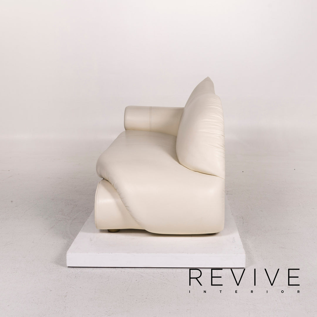 Bretz Gaudi Leder Sofa Creme Dreisitzer Couch #12296