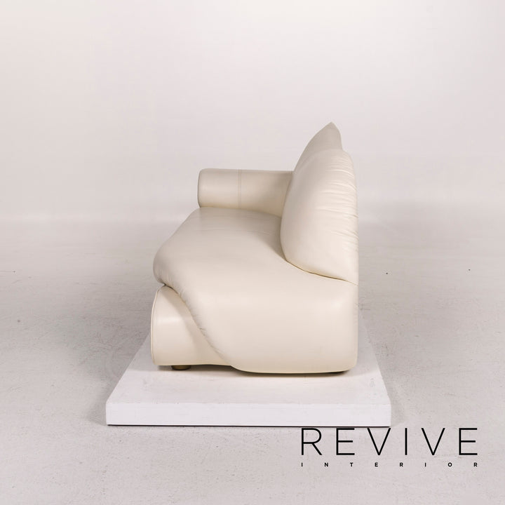 Bretz Gaudi Leder Sofa Creme Dreisitzer Couch #12296