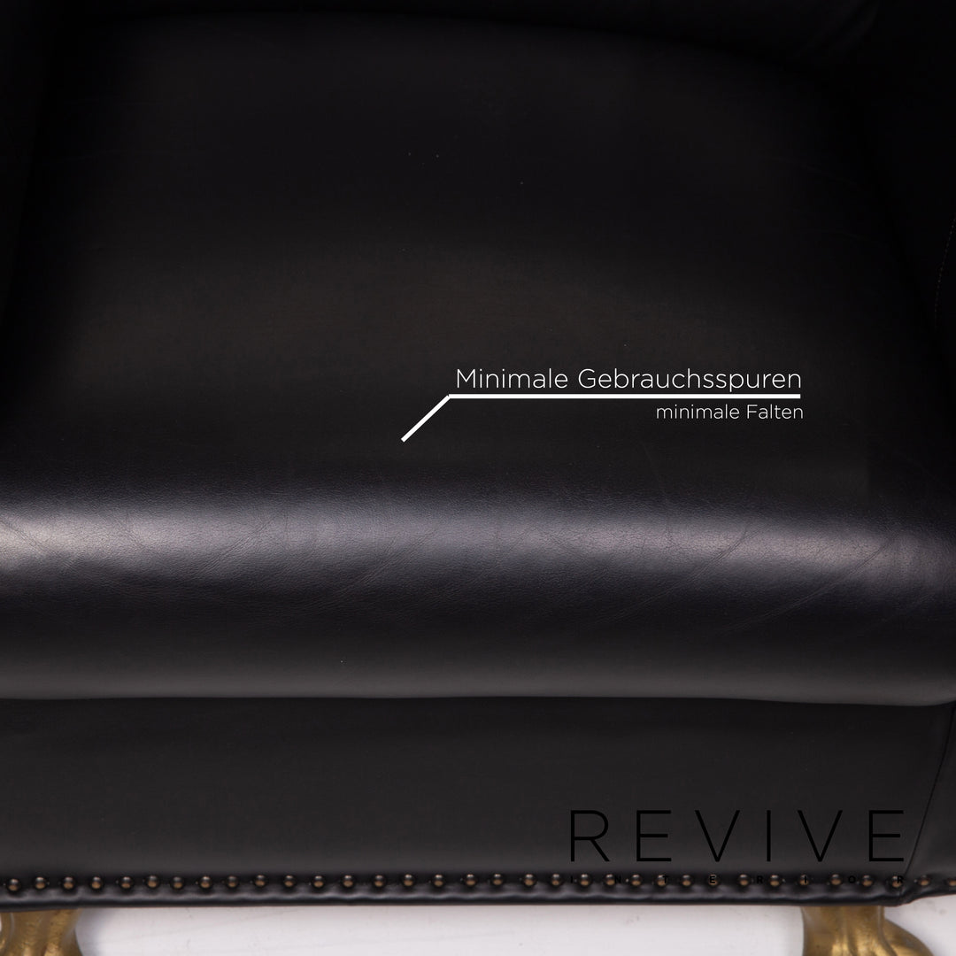 Bretz Gaudi Leder Sofa Garnitur Schwarz 1x Dreisitzer 1x Sessel Couch