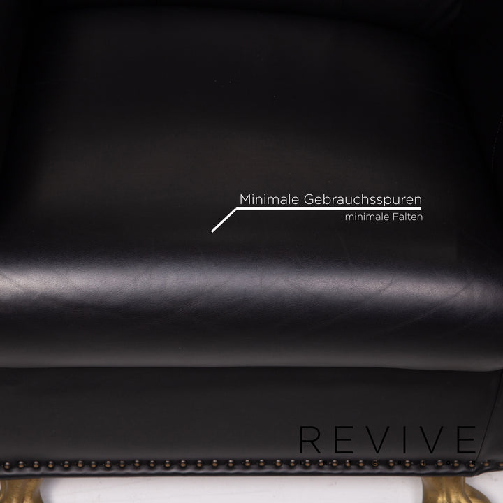 Bretz Gaudi Leder Sofa Garnitur Schwarz 1x Dreisitzer 1x Sessel Couch