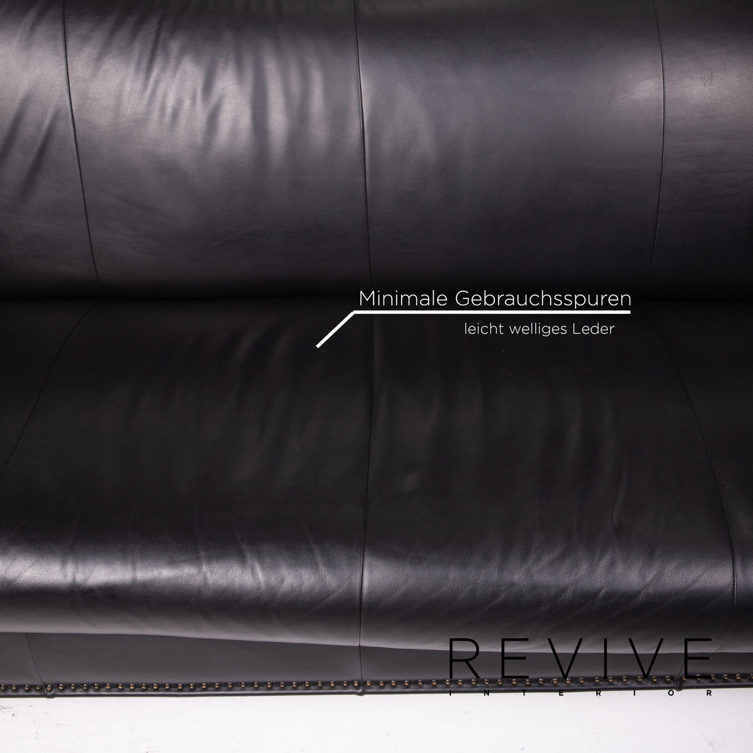 Bretz Gaudi Leder Sofa Garnitur Schwarz 1x Dreisitzer 1x Sessel Couch