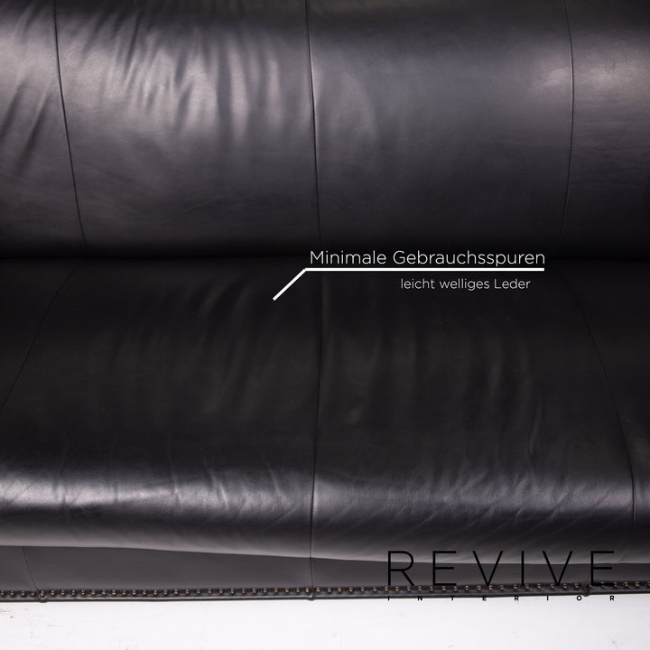 Bretz Gaudi Leder Sofa Garnitur Schwarz 1x Dreisitzer 1x Sessel Couch