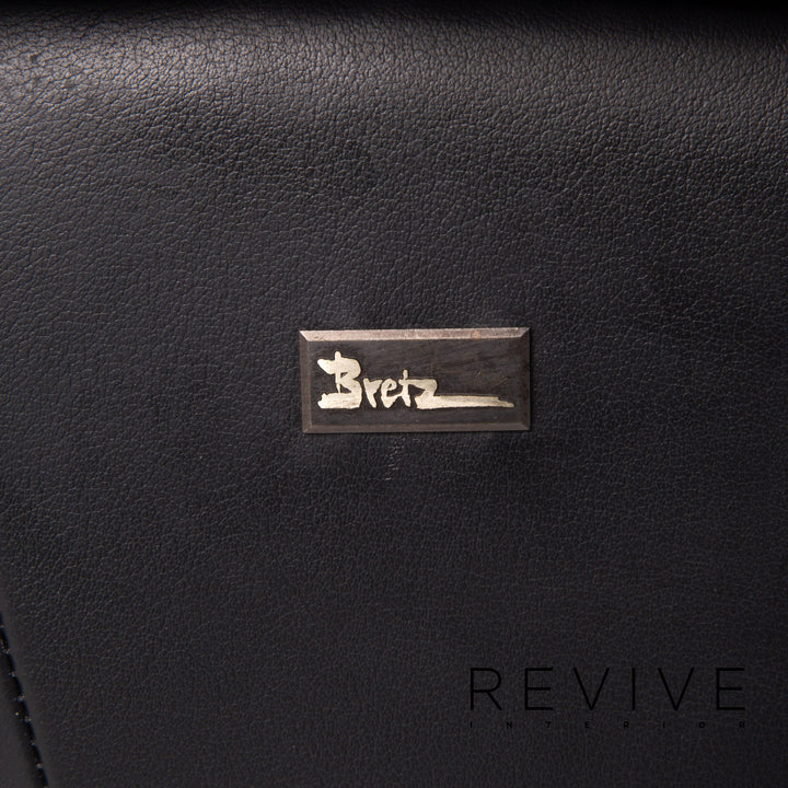 Bretz Gaudi Leder Sofa Garnitur Schwarz 1x Dreisitzer 1x Sessel Couch