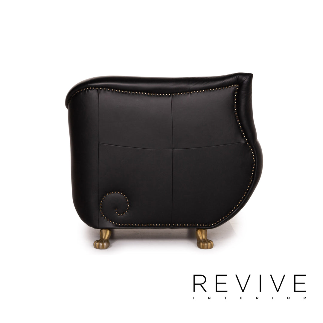 Bretz Gaudi Leder Sofa Garnitur Schwarz 1x Dreisitzer 1x Sessel Couch