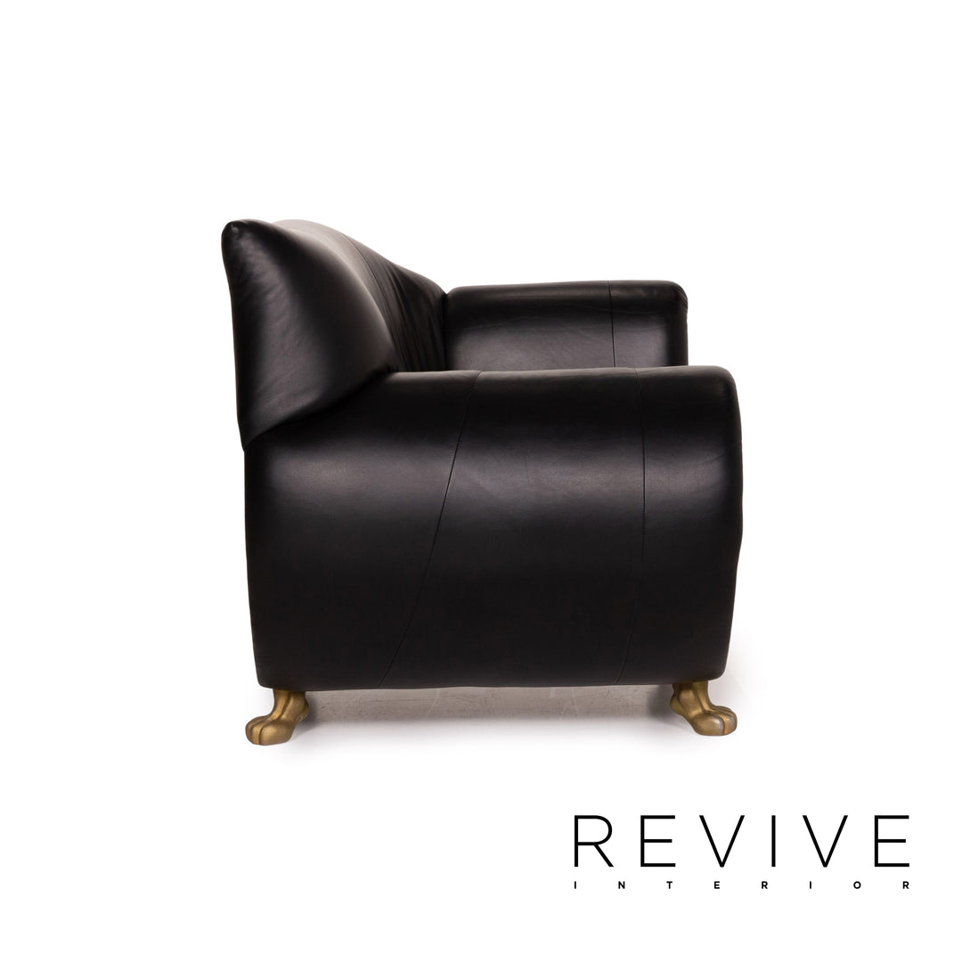 Bretz Gaudi Leder Sofa Garnitur Schwarz 1x Dreisitzer 1x Sessel Couch