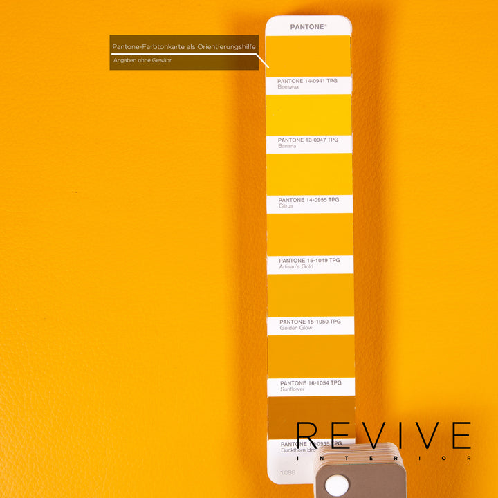 Bretz Gaudi Leder Sofa Gelb Dreisitzer Couch Vergoldet #14065