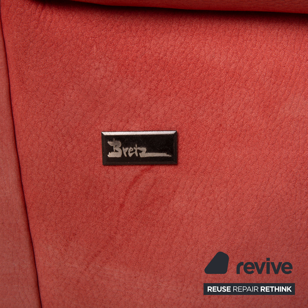 Bretz Gaudi Leder Sofa Orange Dreisitzer Nubukleder