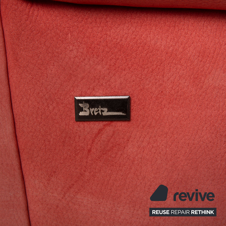 Bretz Gaudi Leder Sofa Orange Dreisitzer Nubukleder