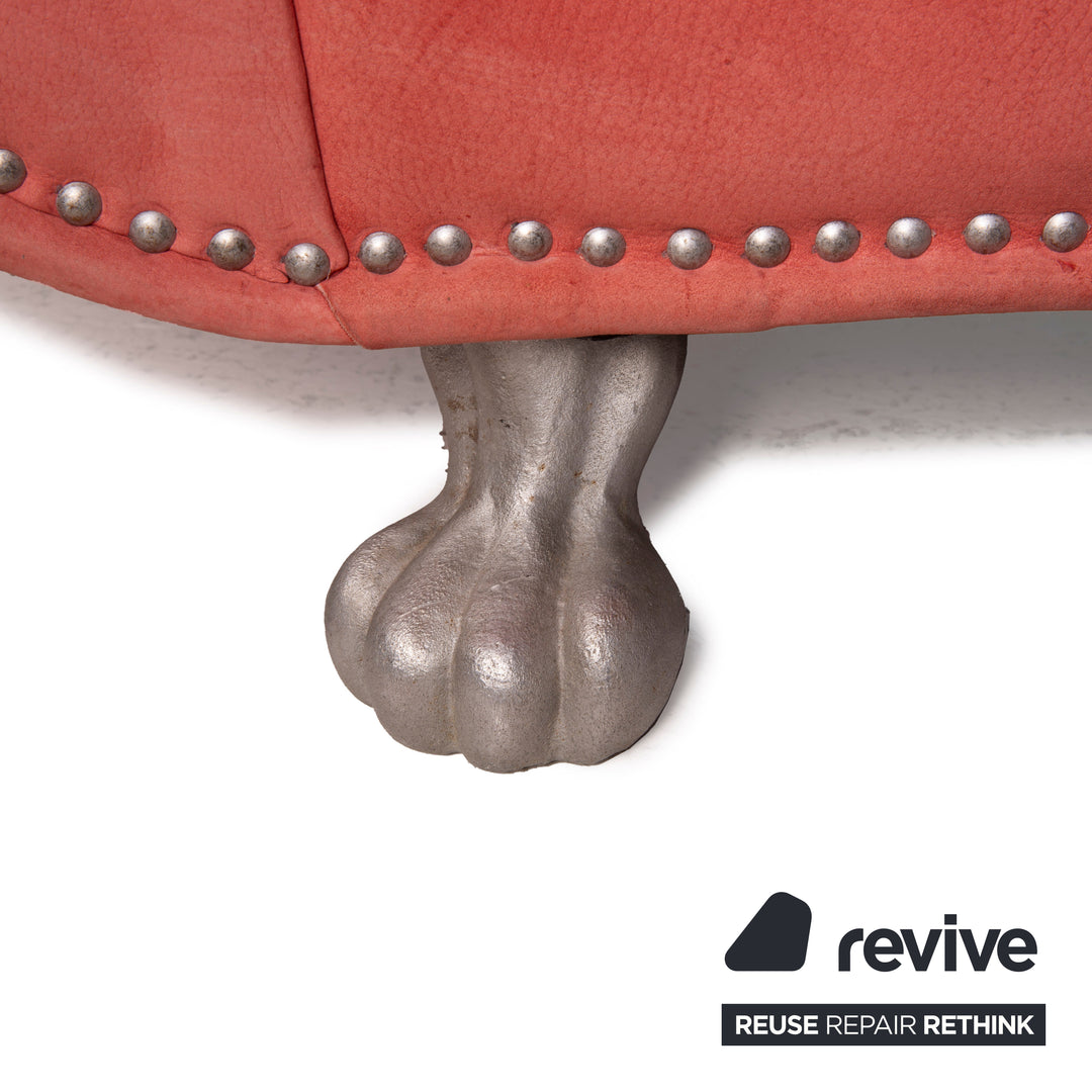 Bretz Gaudi Leder Sofa Orange Dreisitzer Nubukleder