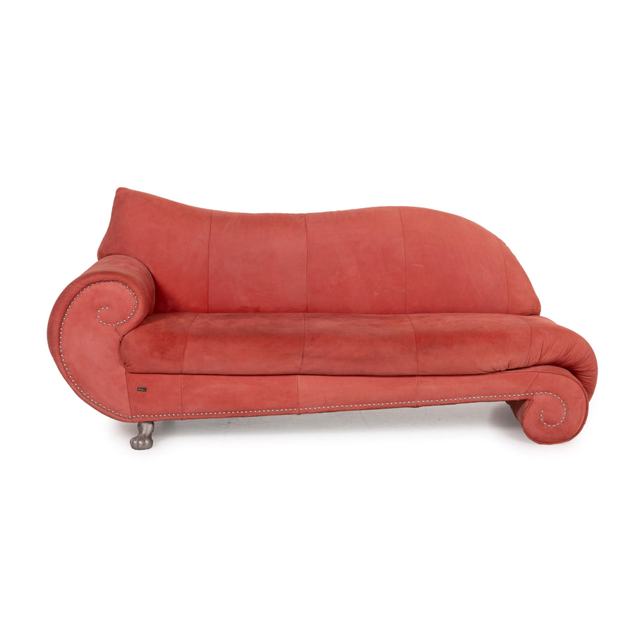 Bretz Gaudi Leder Sofa Orange Dreisitzer Nubukleder