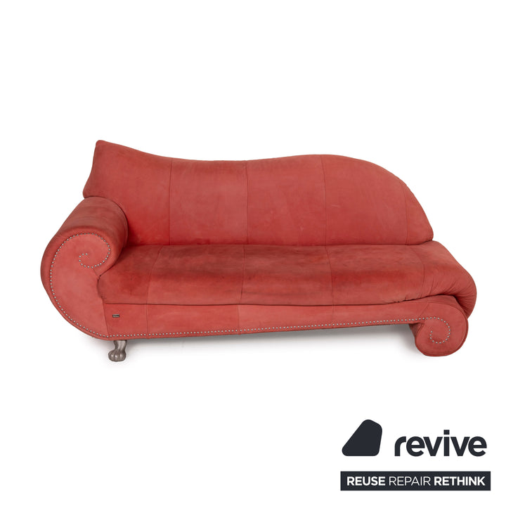 Bretz Gaudi Leder Sofa Orange Dreisitzer Nubukleder