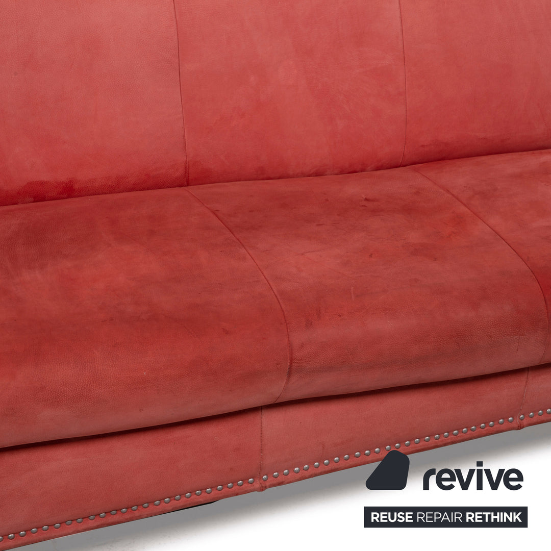 Bretz Gaudi Leder Sofa Orange Dreisitzer Nubukleder