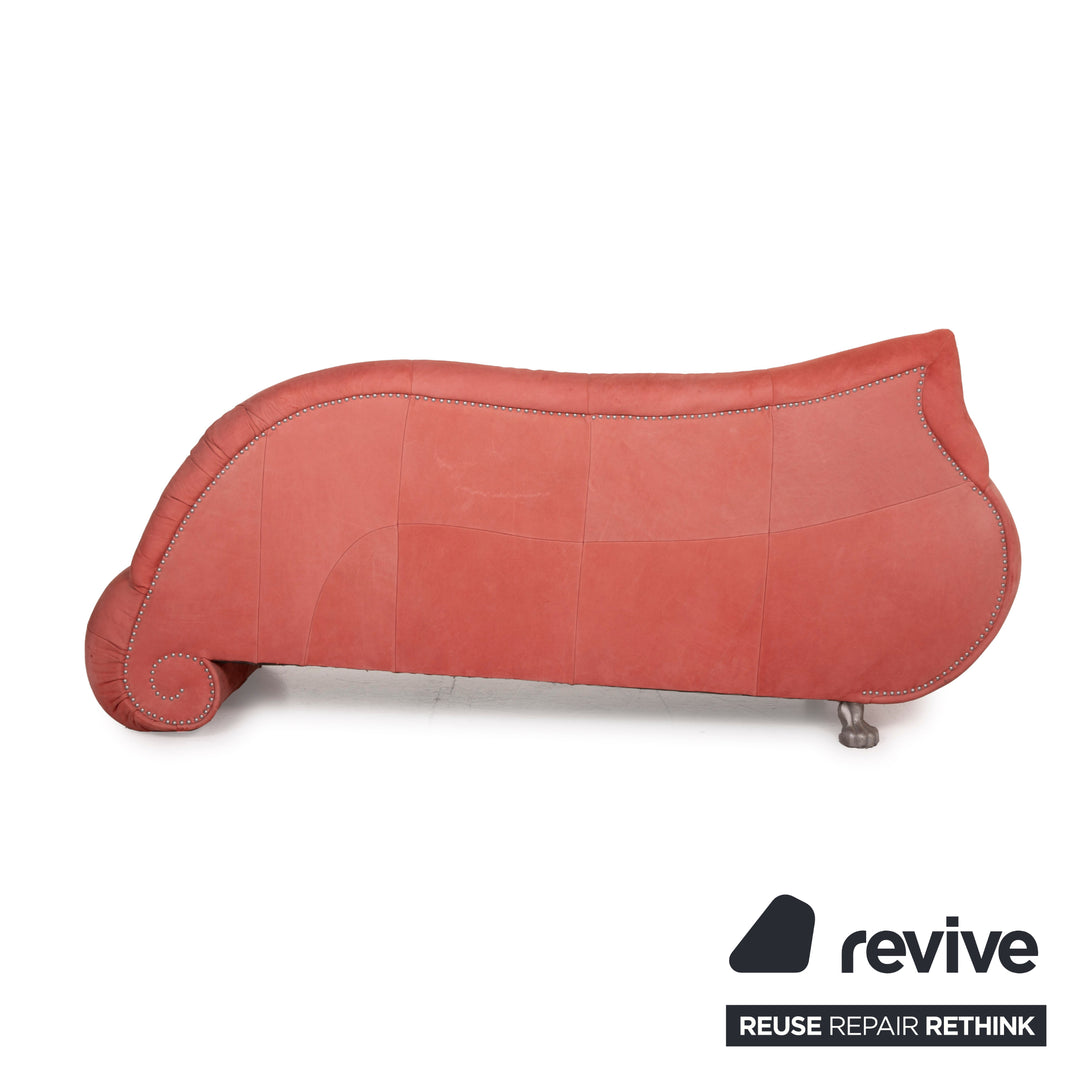 Bretz Gaudi Leder Sofa Orange Dreisitzer Nubukleder