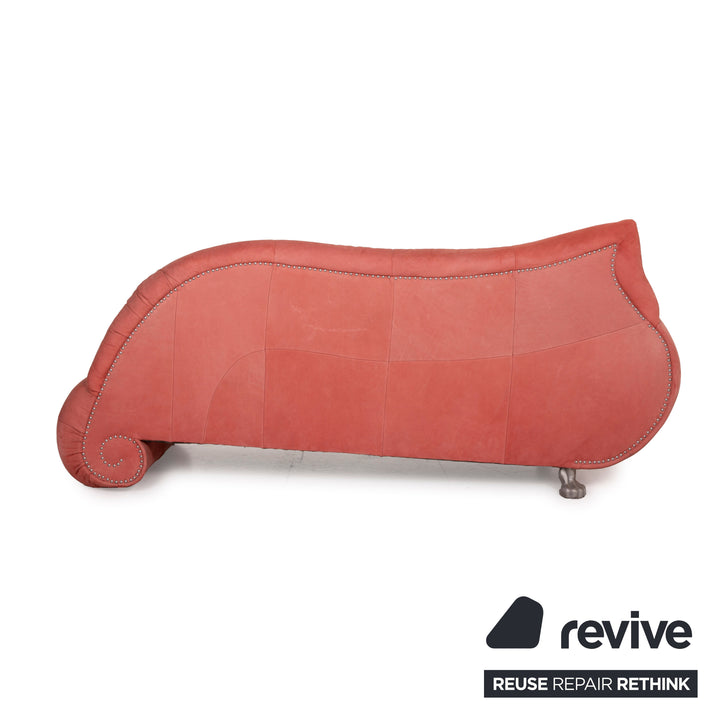 Bretz Gaudi Leder Sofa Orange Dreisitzer Nubukleder