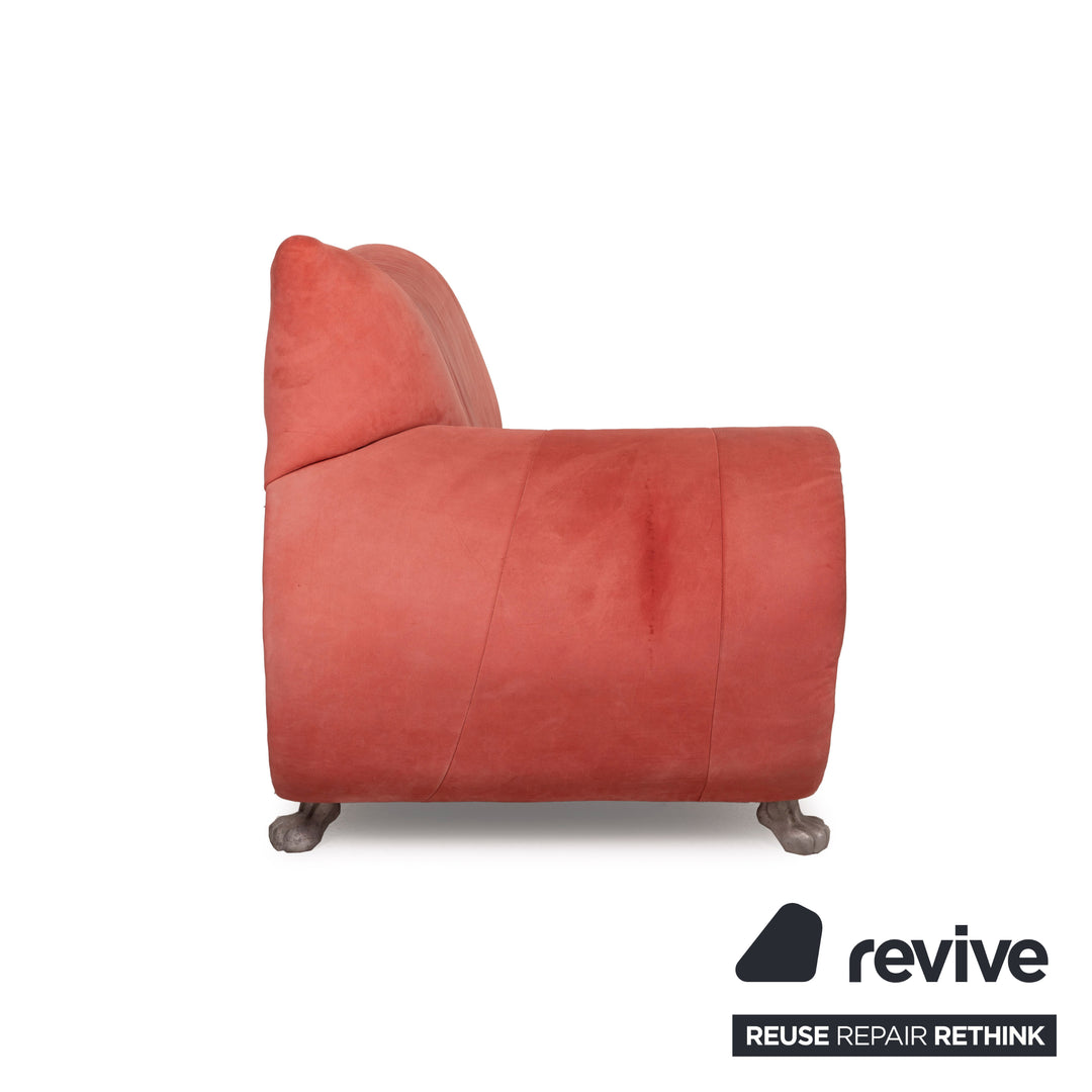 Bretz Gaudi Leder Sofa Orange Dreisitzer Nubukleder