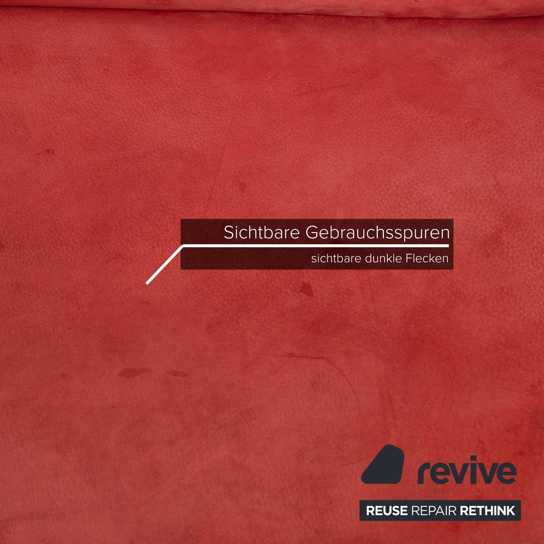 Bretz Gaudi Leder Sofa Orange Dreisitzer Nubukleder