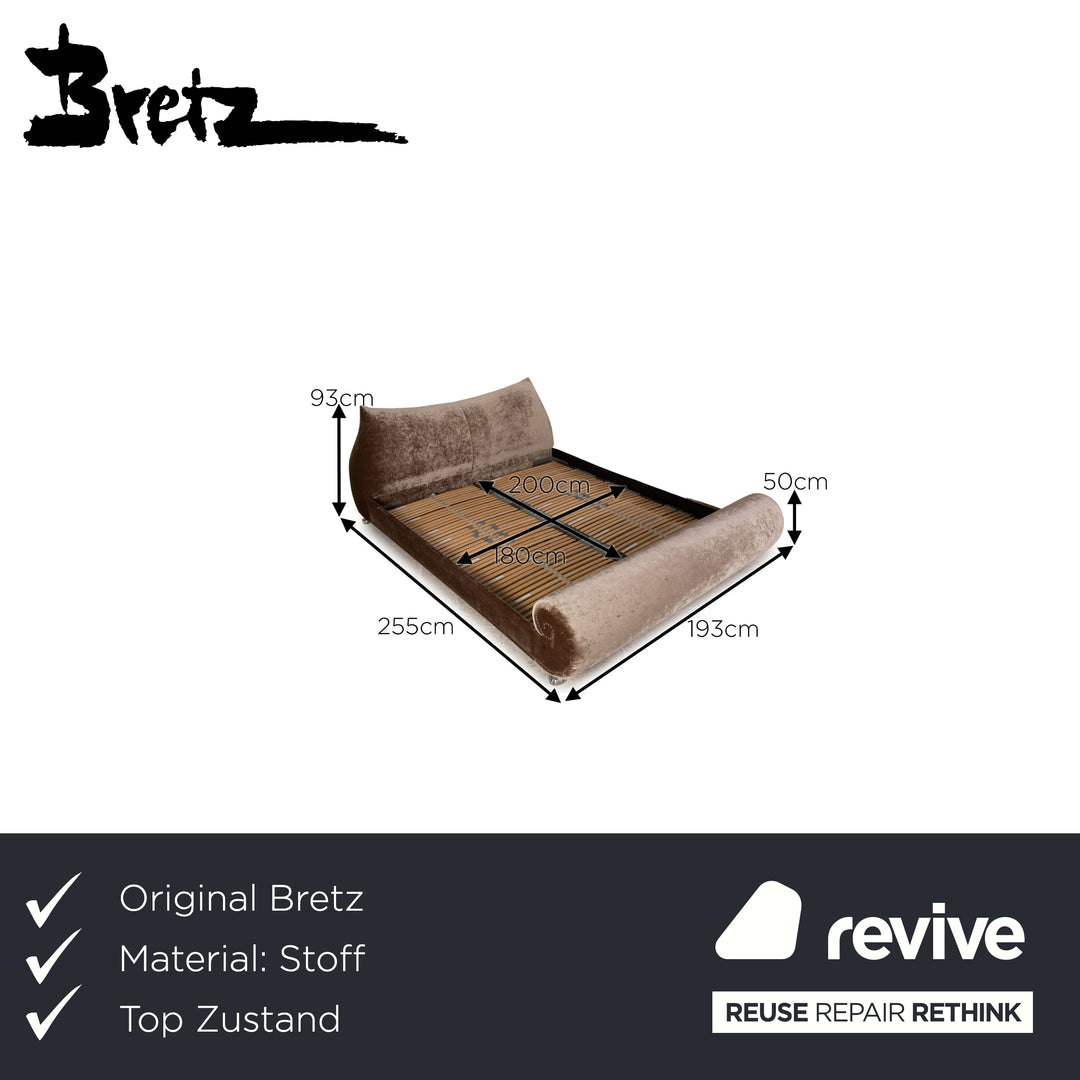 Bretz Gaudi Samt Bett Braun Doppelbett