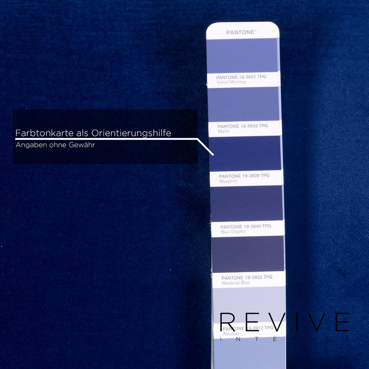 Bretz Gaudi Samt Sofa Garnitur Blau Zweisitzer Hocker #11929