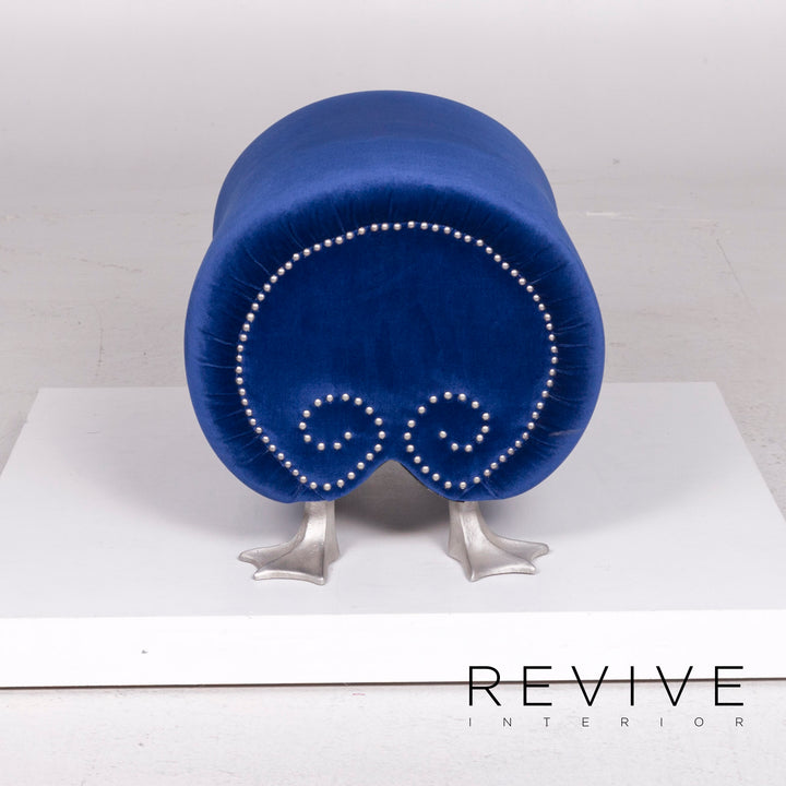 Bretz Gaudi Samt Sofa Garnitur Blau Zweisitzer Hocker #11929