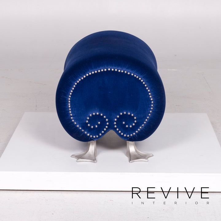 Bretz Gaudi Samt Sofa Garnitur Blau Zweisitzer Hocker #11929