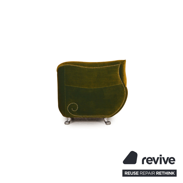 Bretz Gaudi Samt Sessel Garnitur Grün 2xSessel 2xHocker