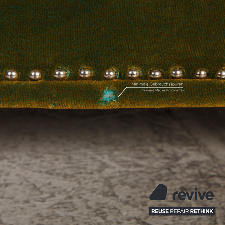 Bretz Gaudi Samt Sessel Garnitur Grün 2xSessel 2xHocker