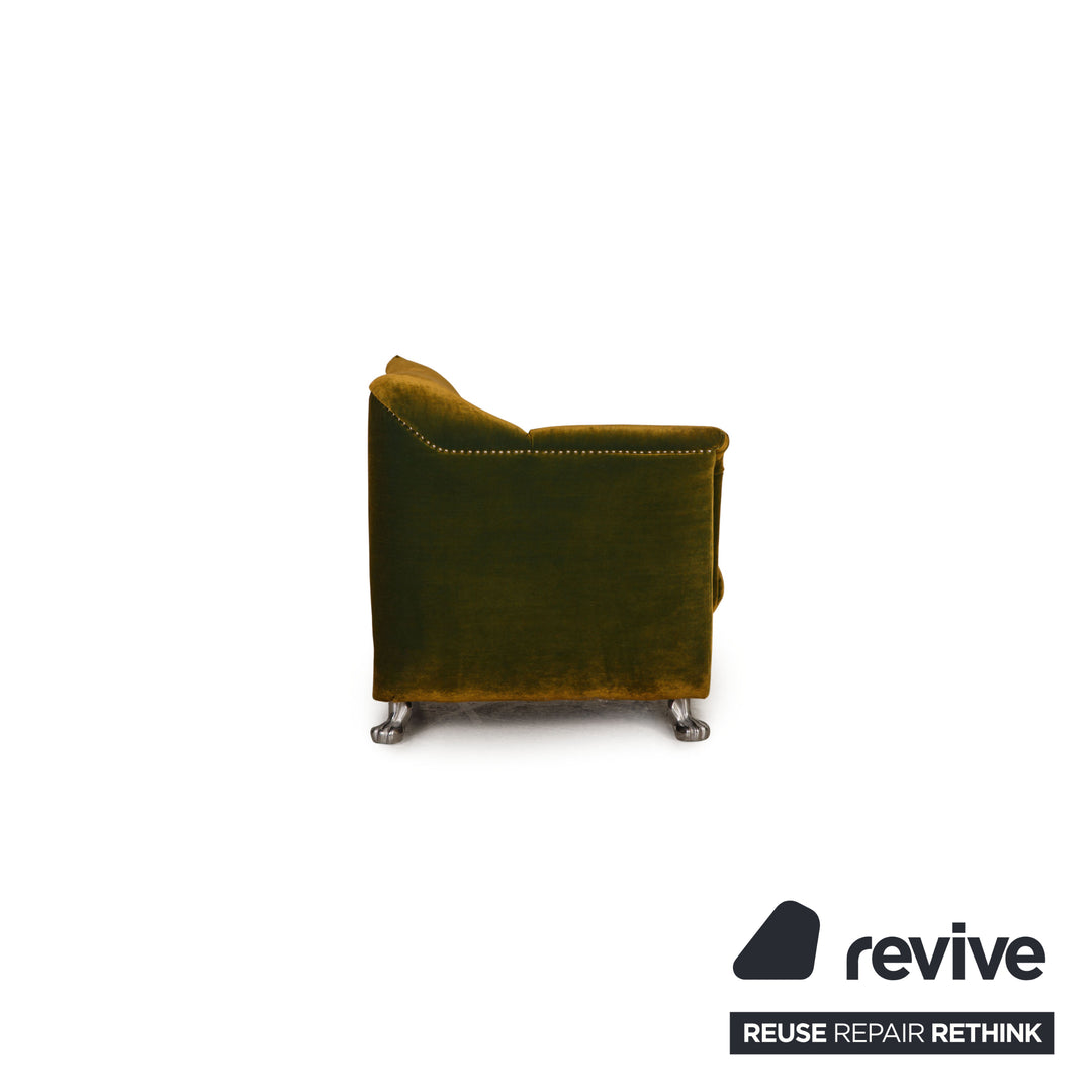 Bretz Gaudi Samt Sessel Garnitur Grün 2xSessel 2xHocker