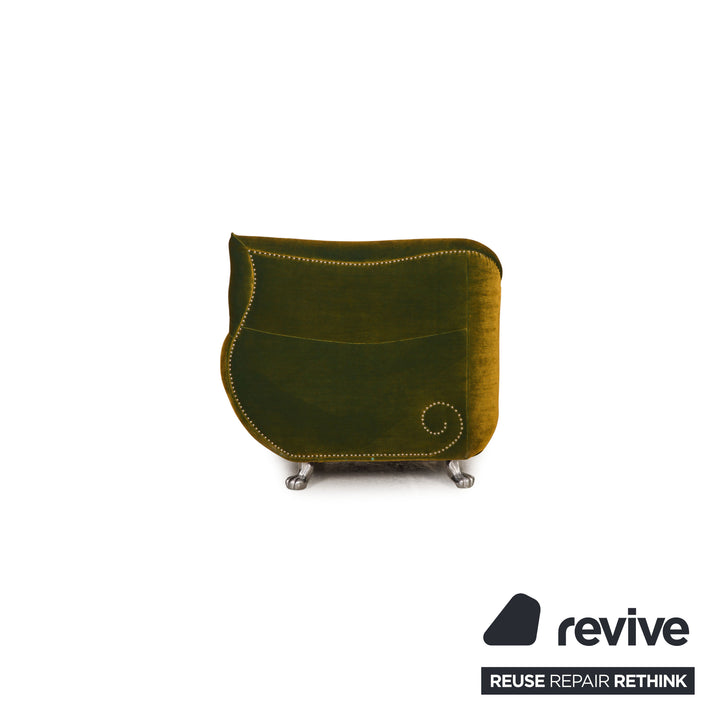 Bretz Gaudi Samt Sessel Garnitur Grün 2xSessel 2xHocker