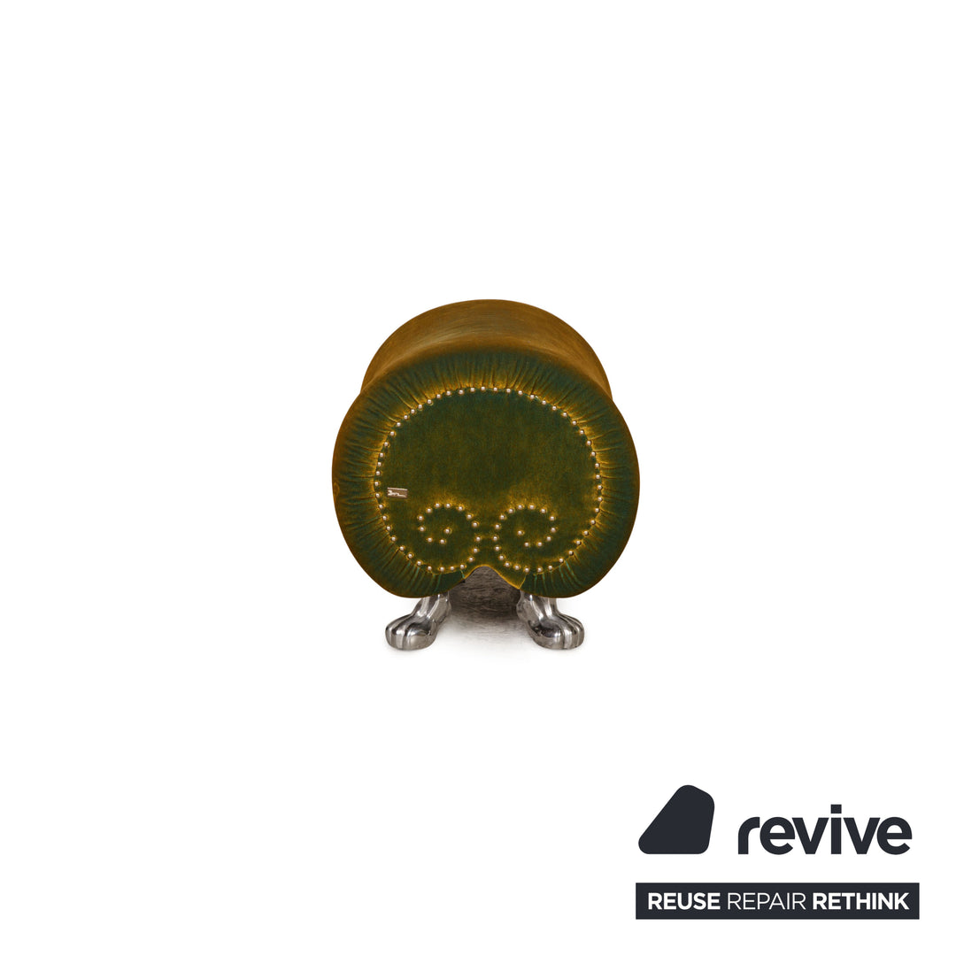 Bretz Gaudi Samt Sessel Garnitur Grün 2xSessel 2xHocker