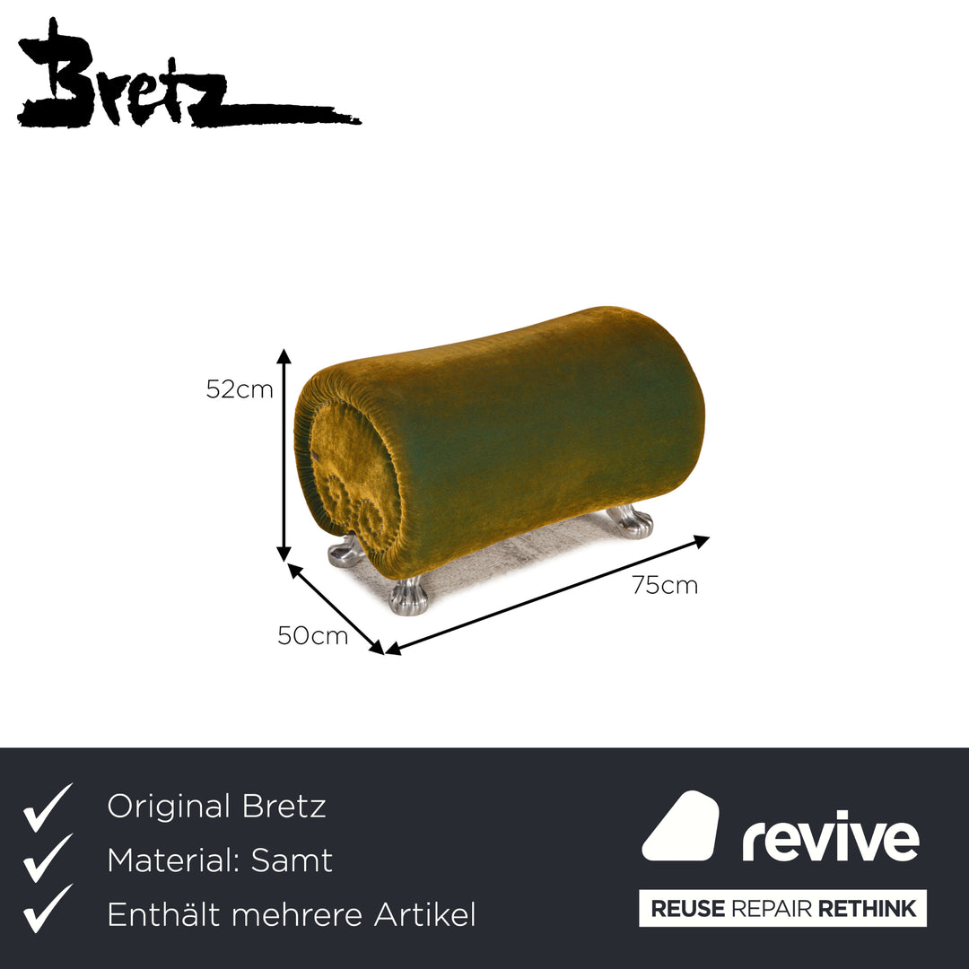 Bretz Gaudi Samt Sessel Garnitur Grün Sessel Hocker