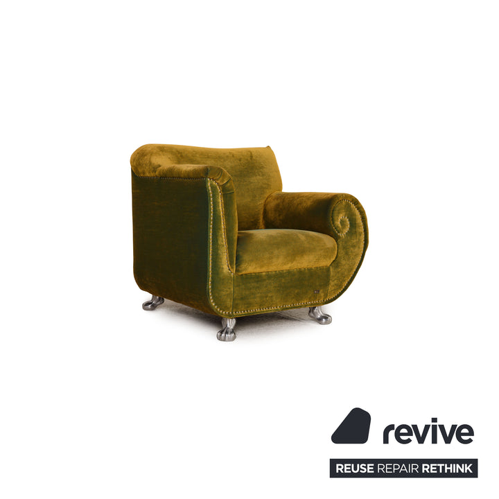 Bretz Gaudi Samt Sessel Garnitur Grün Sessel Hocker