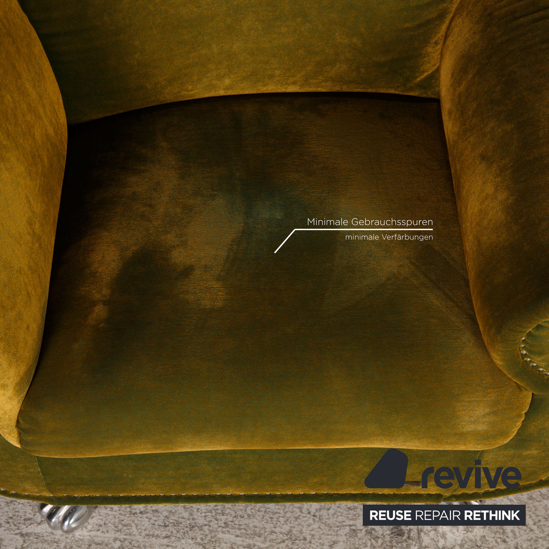 Bretz Gaudi Samt Sessel Garnitur Grün Sessel Hocker