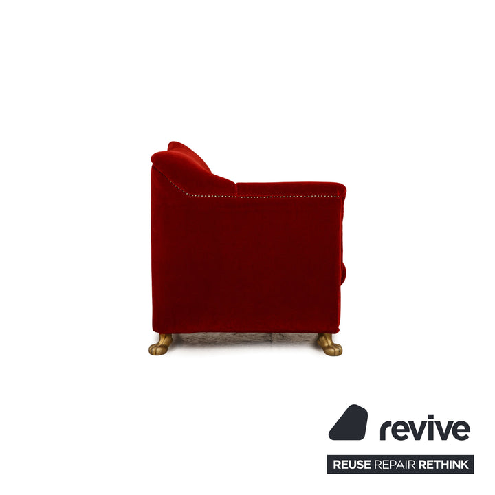 Bretz Gaudi Samt Sessel Garnitur Rot Hocker