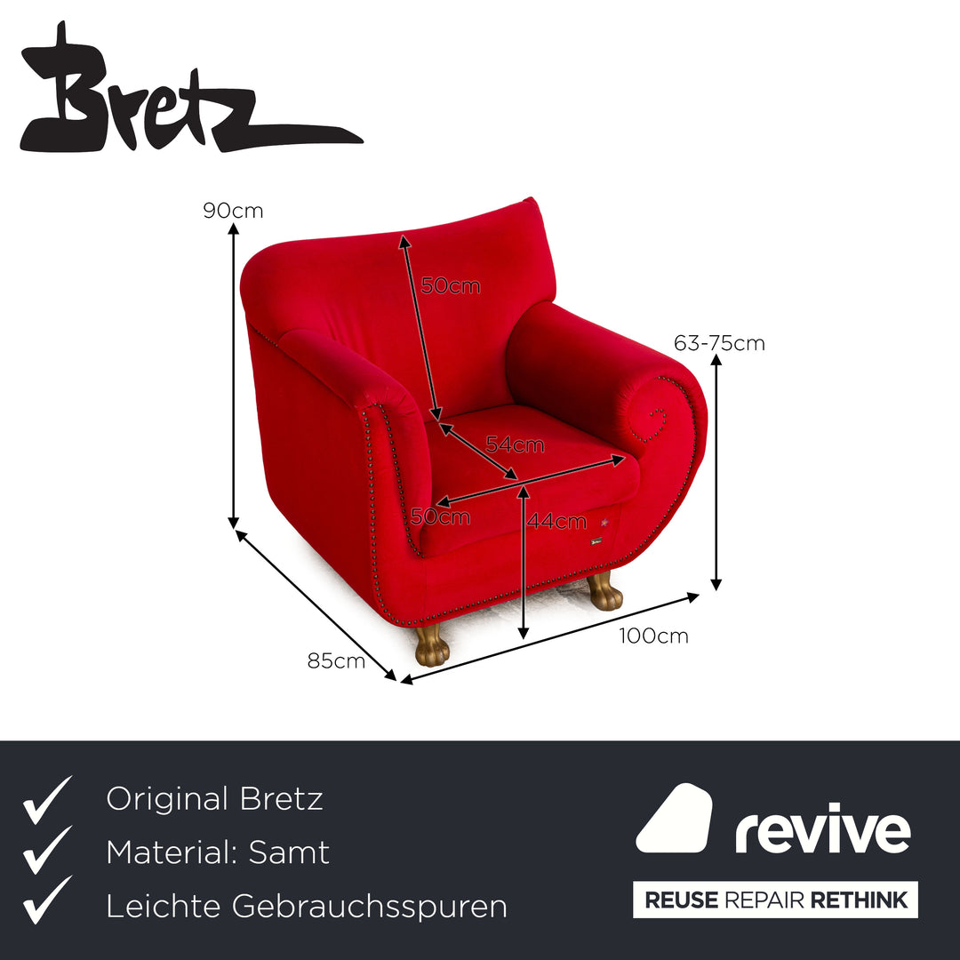 Bretz Gaudi Samt Sessel Rot