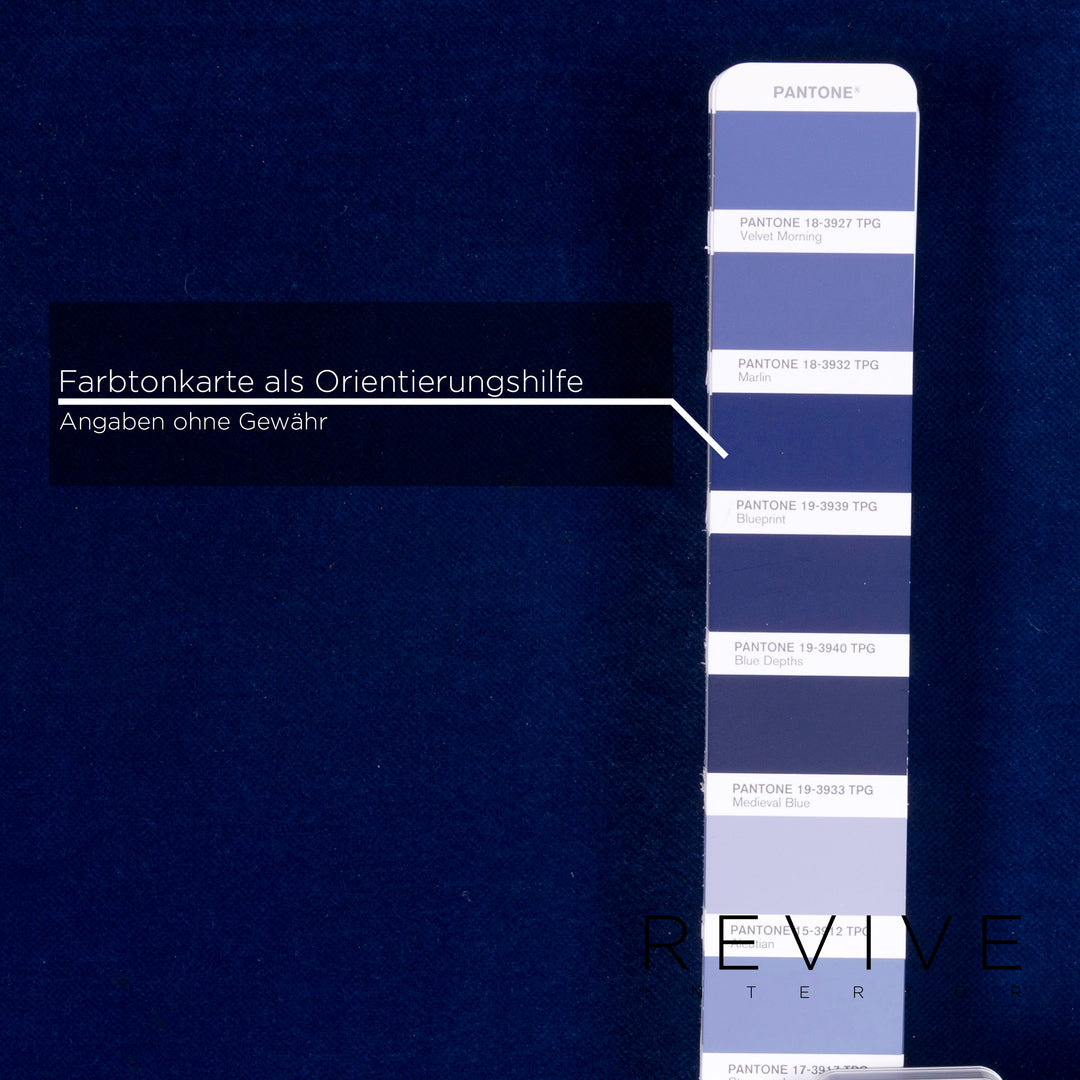 Bretz Gaudi Samt Sofa Garnitur Blau Zweisitzer Hocker #11929