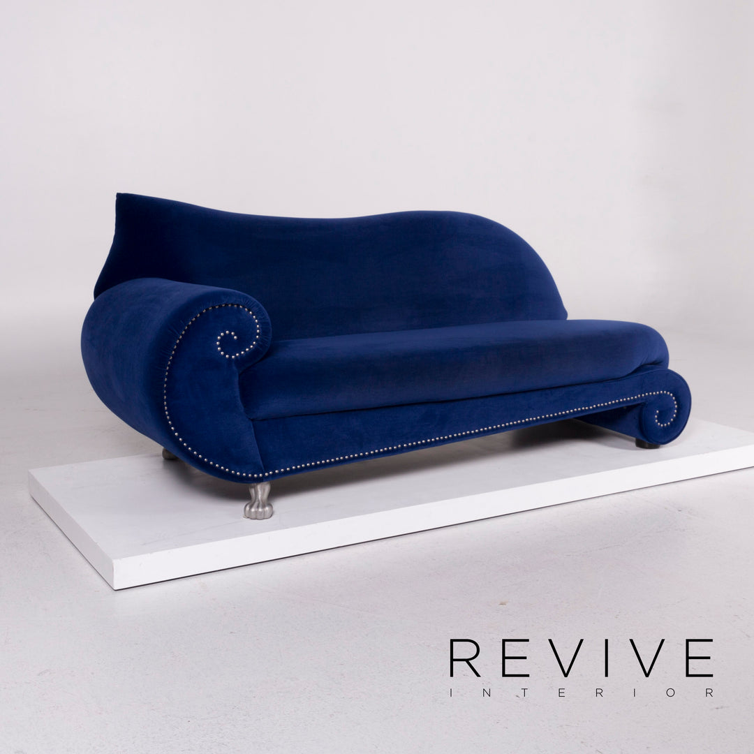 Bretz Gaudi Samt Sofa Blau Dreisitzer #11460