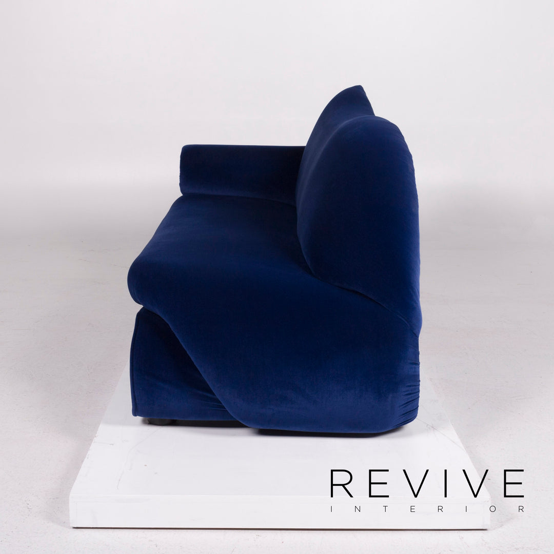 Bretz Gaudi Samt Sofa Blau Dreisitzer #11460