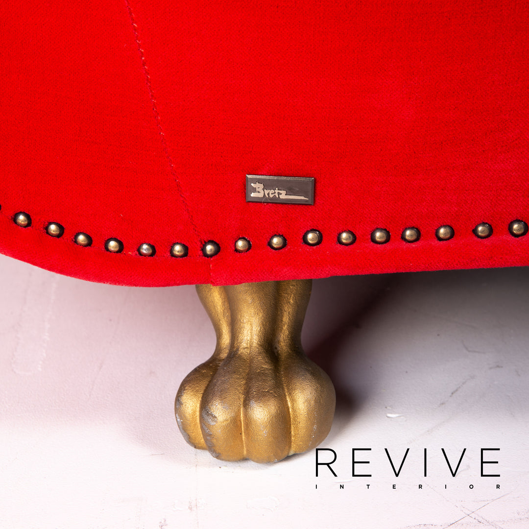 Bretz Gaudi Samt Sofa Rot Dreisitzer Couch #14978