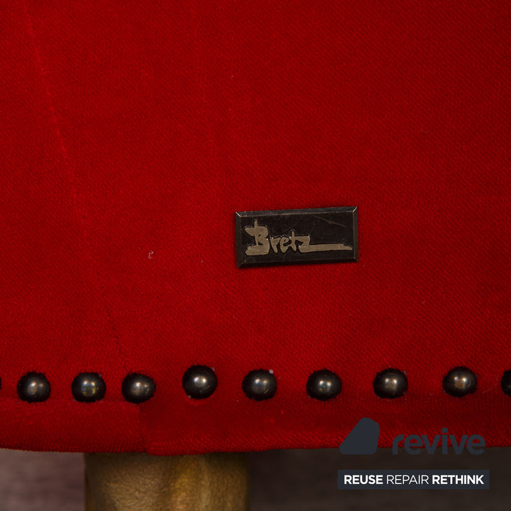 Bretz Gaudi Samt Sofa Rot Dreisitzer Couch Recamière