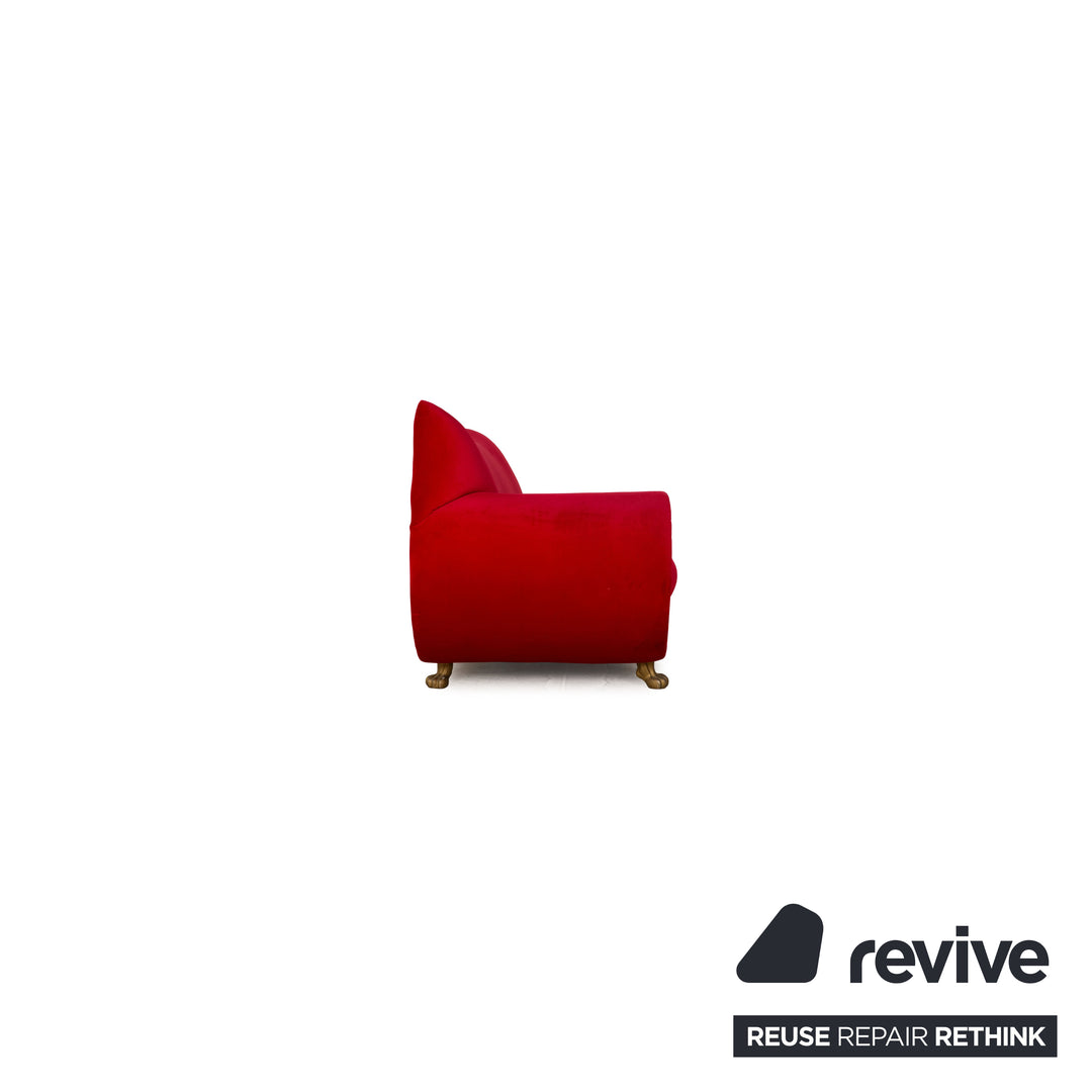 Bretz Gaudi Samt Sofa Rot Dreisitzer Couch Recamière