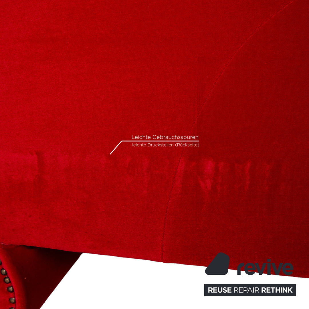 Bretz Gaudi Samt Sofa Rot Dreisitzer Couch Recamière
